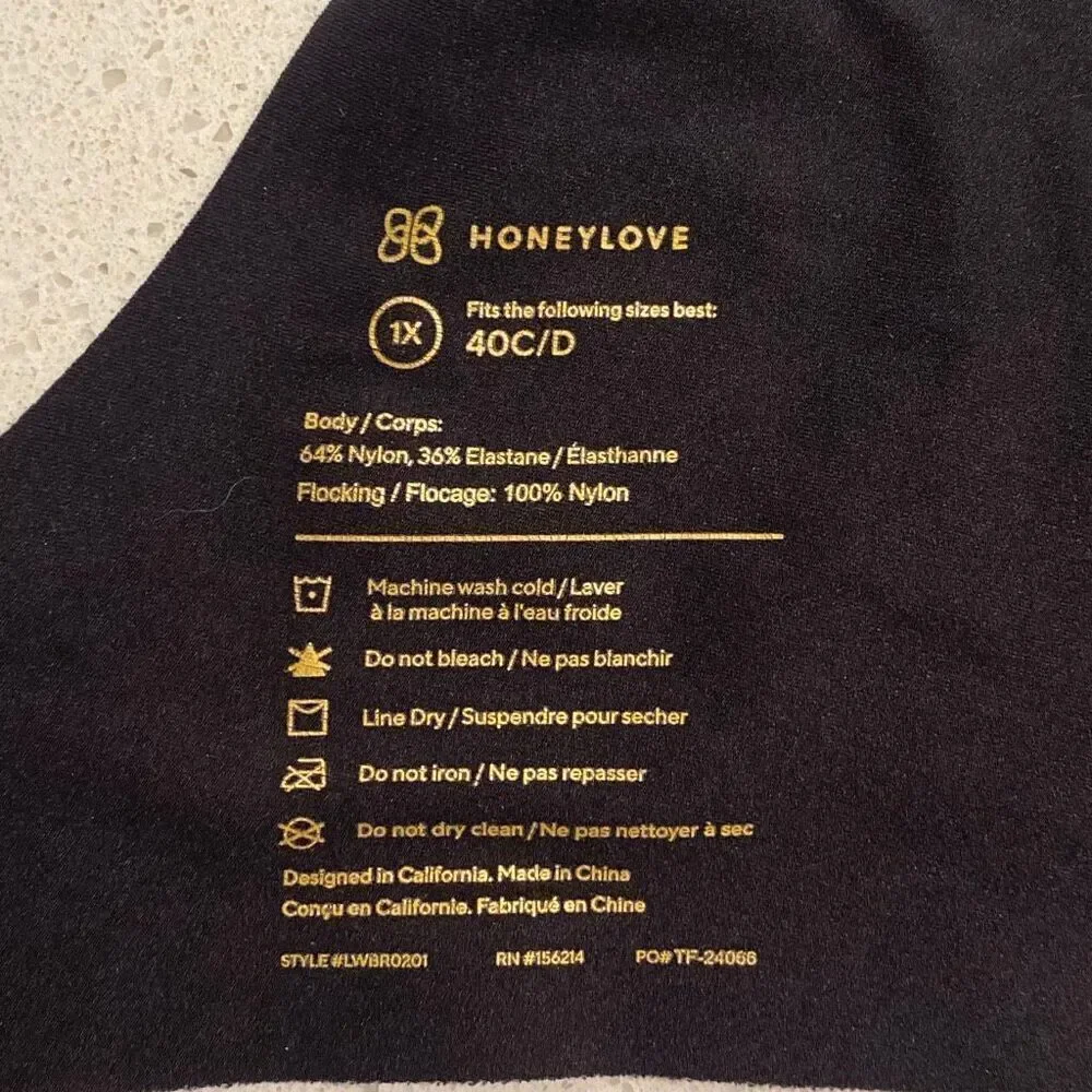 HoneyLove silhouette bra, size 1X